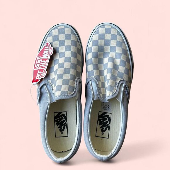 Blue and white checkered Vans slip ons - Picture 4 of 6